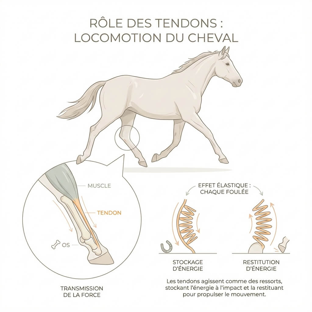 r&ocirc;le du tendon chez le cheval 